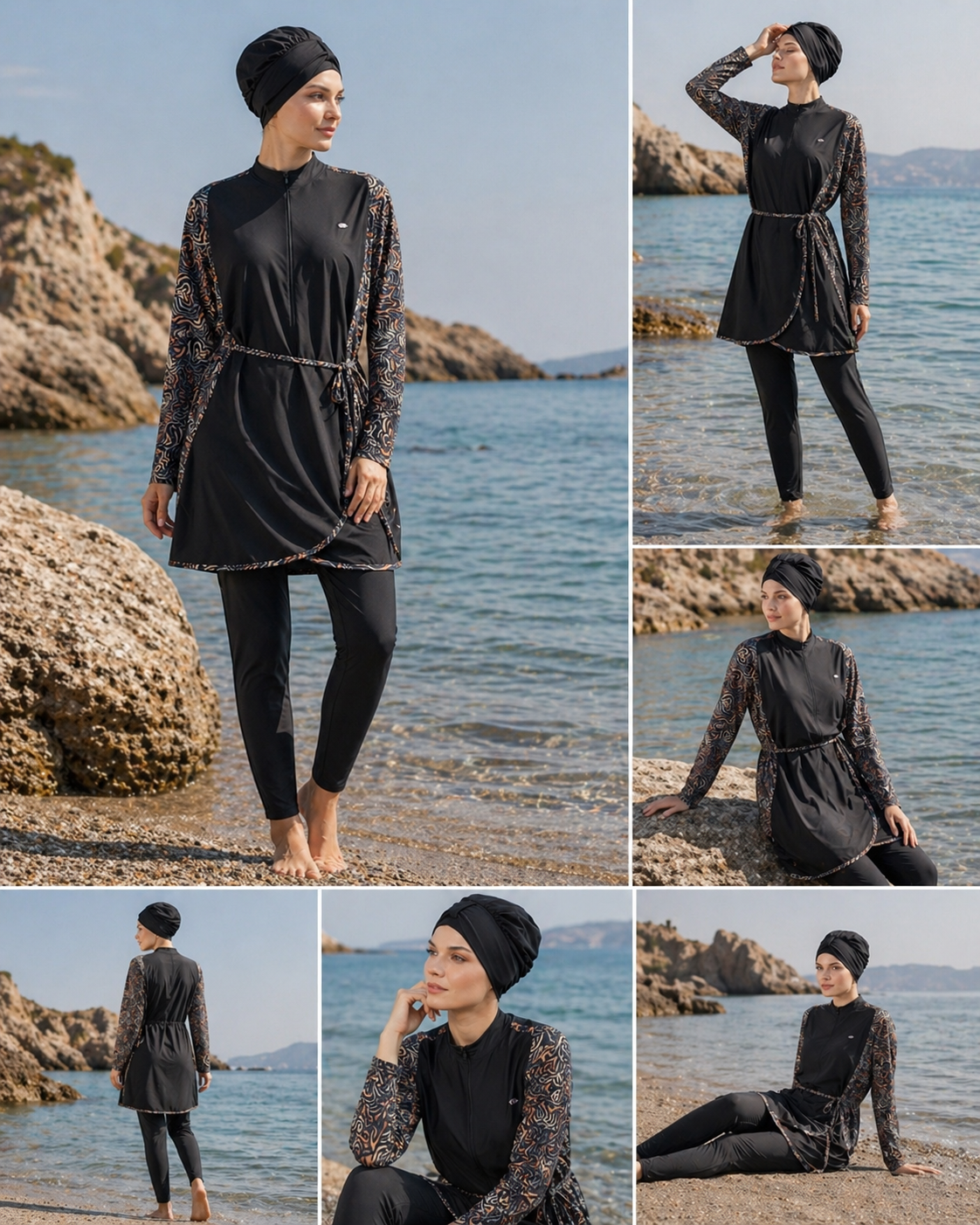 Burkini Marina Flow – nero - Hijab Paradise 