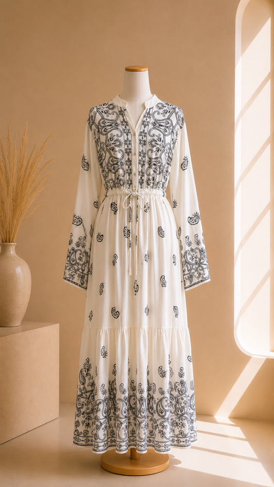 Abito Royal Paisley Bianco Panna