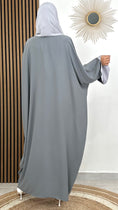 Carica l'immagine nel visualizzatore della galleria, Donna musulmama, abito lungo,abaya, abaya bicolour, grigio, Hijab Paradise
