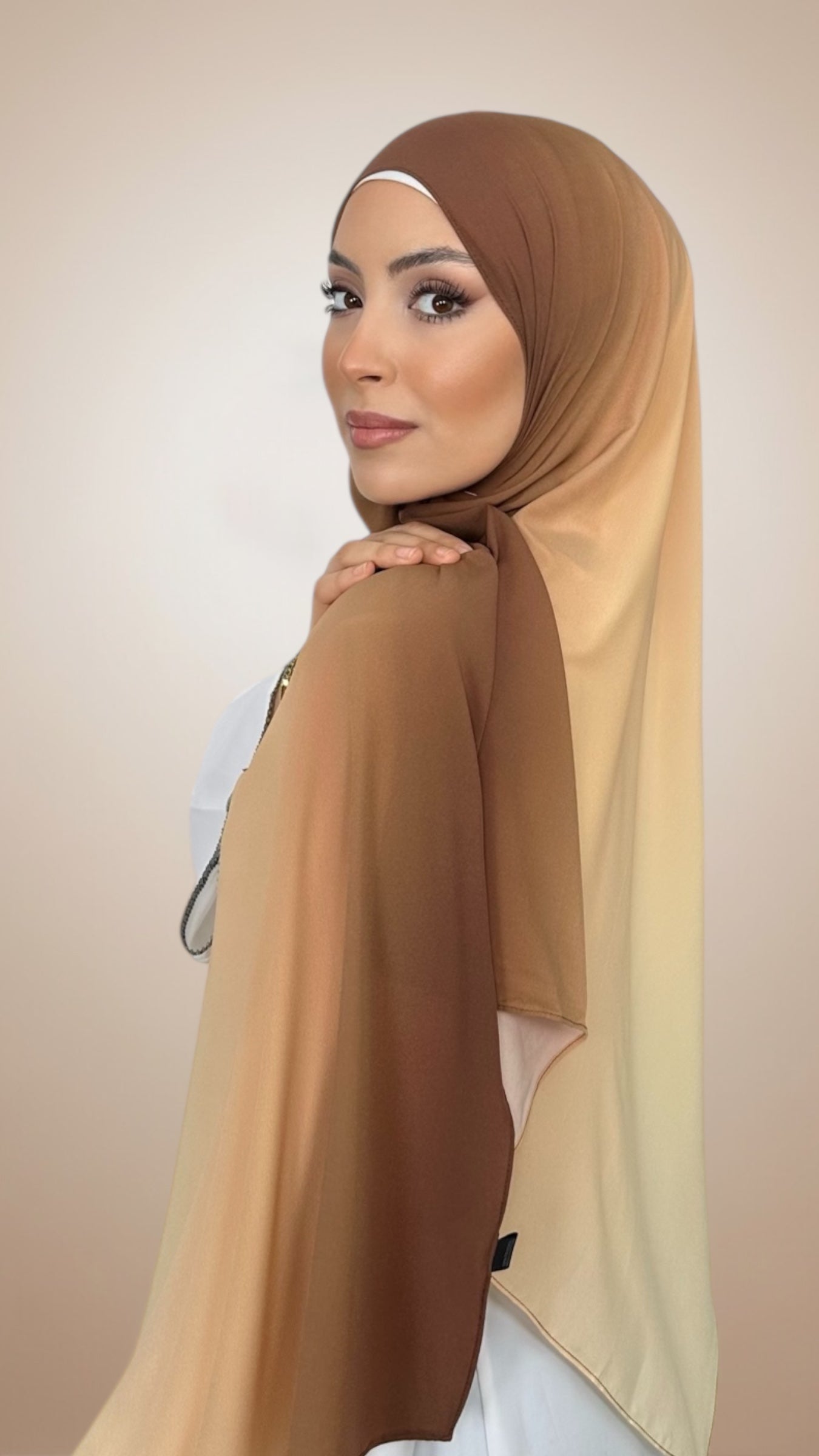 Ombre Flow Hijab Warm Camel