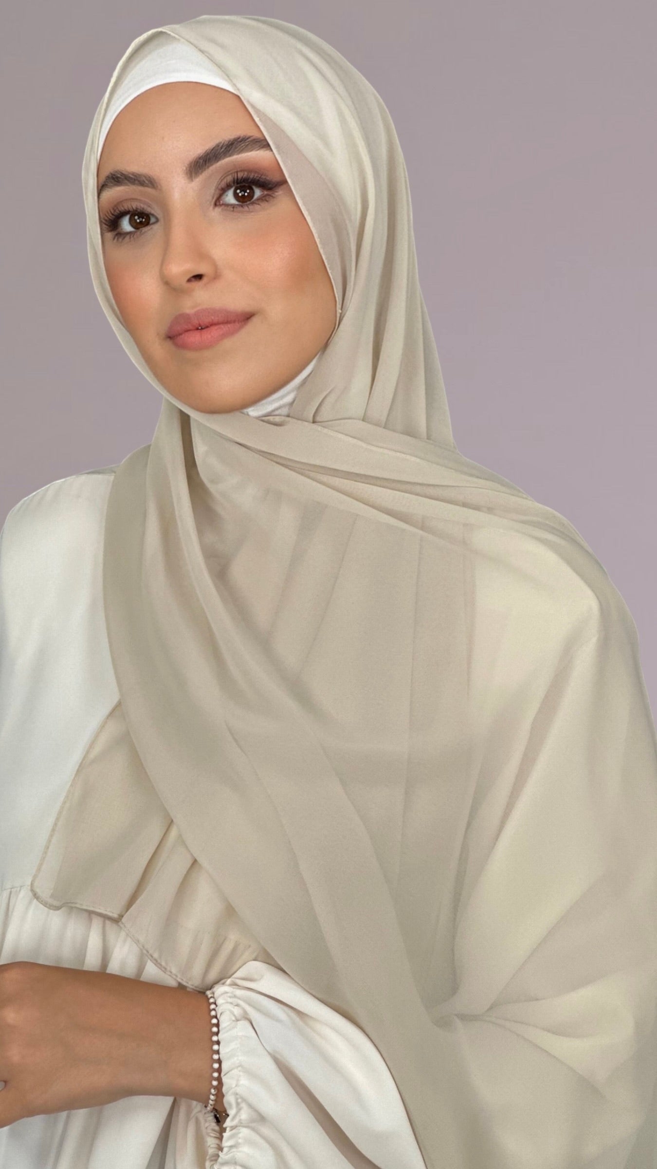 Hijab Chiffon Crepe Beige Scuro