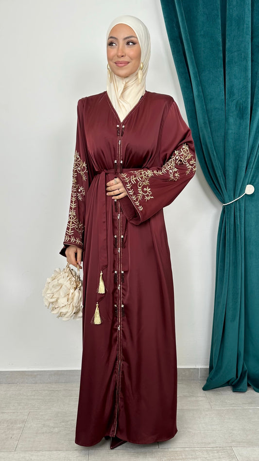 Kaftan Abaya – Burgundy Luxe - Hijab Paradise 