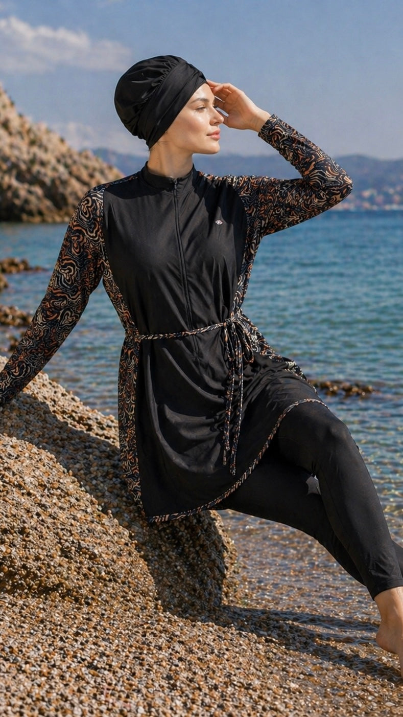 Burkini Marina Flow – nero - Hijab Paradise 