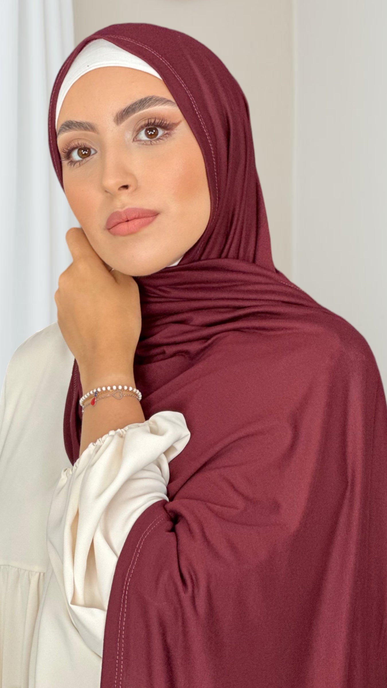 Hijab, chador, velo, turbante, foulard, copricapo, musulmano, islamico, sciarpa, Hijab Jersey prugna