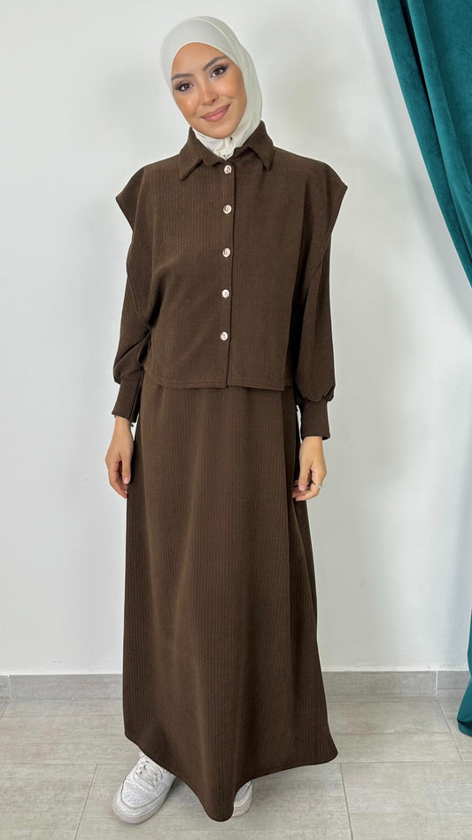 Velvet Rib Dress – Abito in Velluto a Coste con Fiocco Laterale