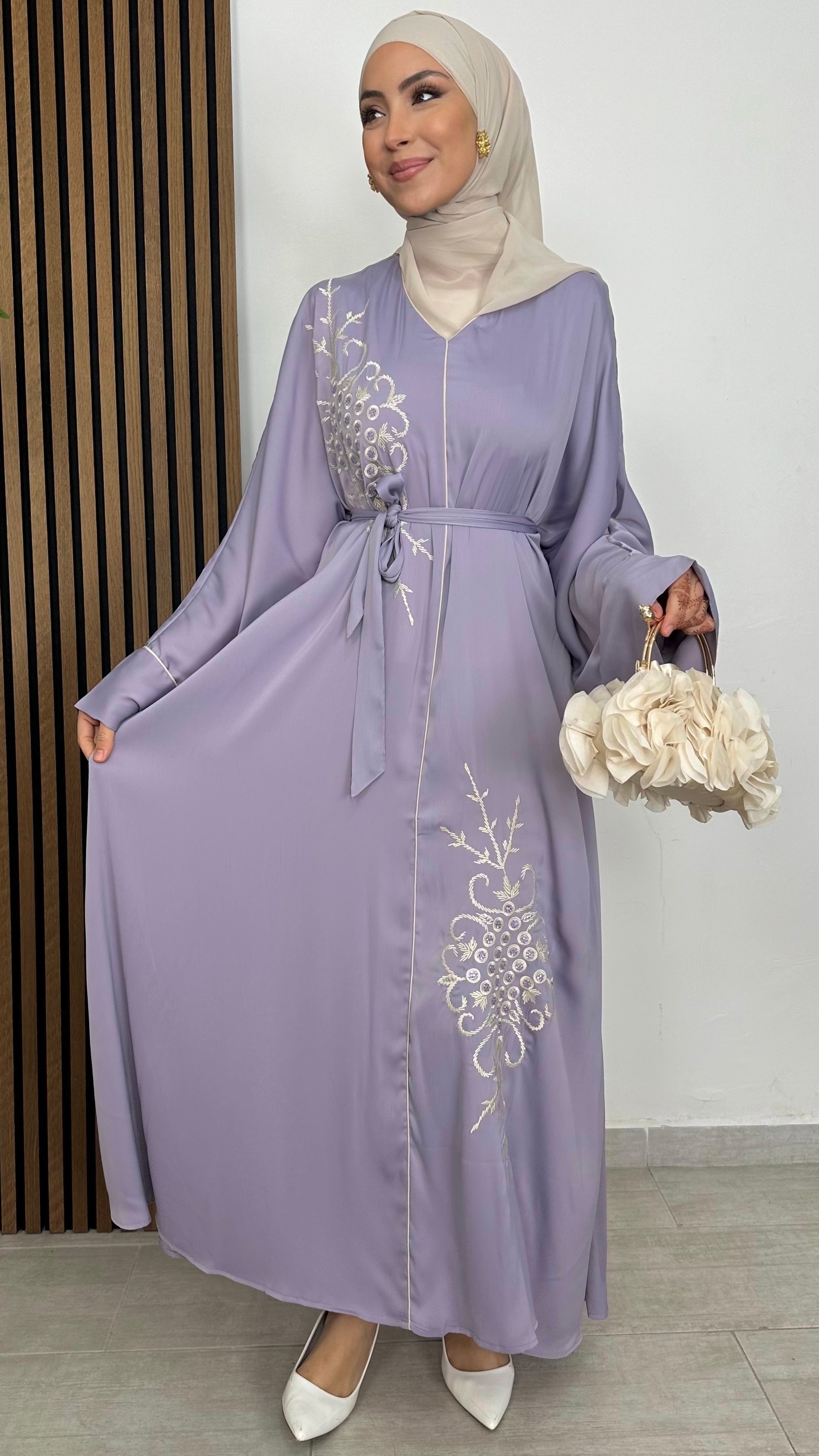 Abaya bicolore marron