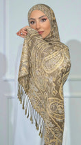 Carica l'immagine nel visualizzatore della galleria, Royal Paisley Pashmina Taupe&Champagne
