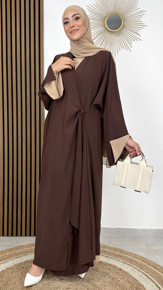 Abaya, lunga, vestito largo, Hijab Paradise, jersey Hijab, tacchi, dettaglio manica, due pezzi, kimono
