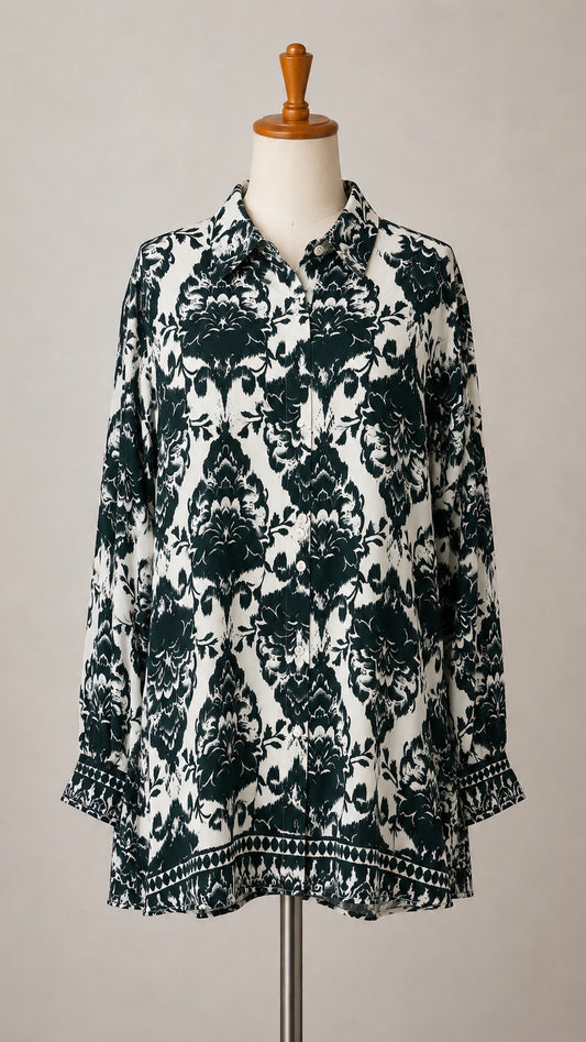 Camicia Arabesque Verde Petrolio