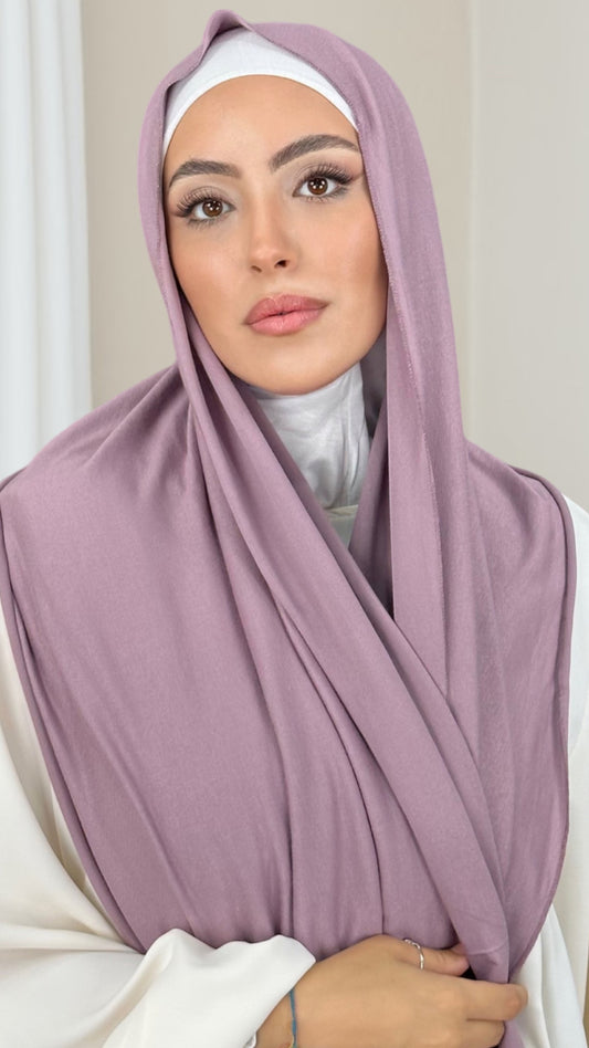 Hijab, chador, velo, turbante, foulard, copricapo, musulmano, islamico, sciarpa, Hijab Jersey Malva-orlo Flatlock
