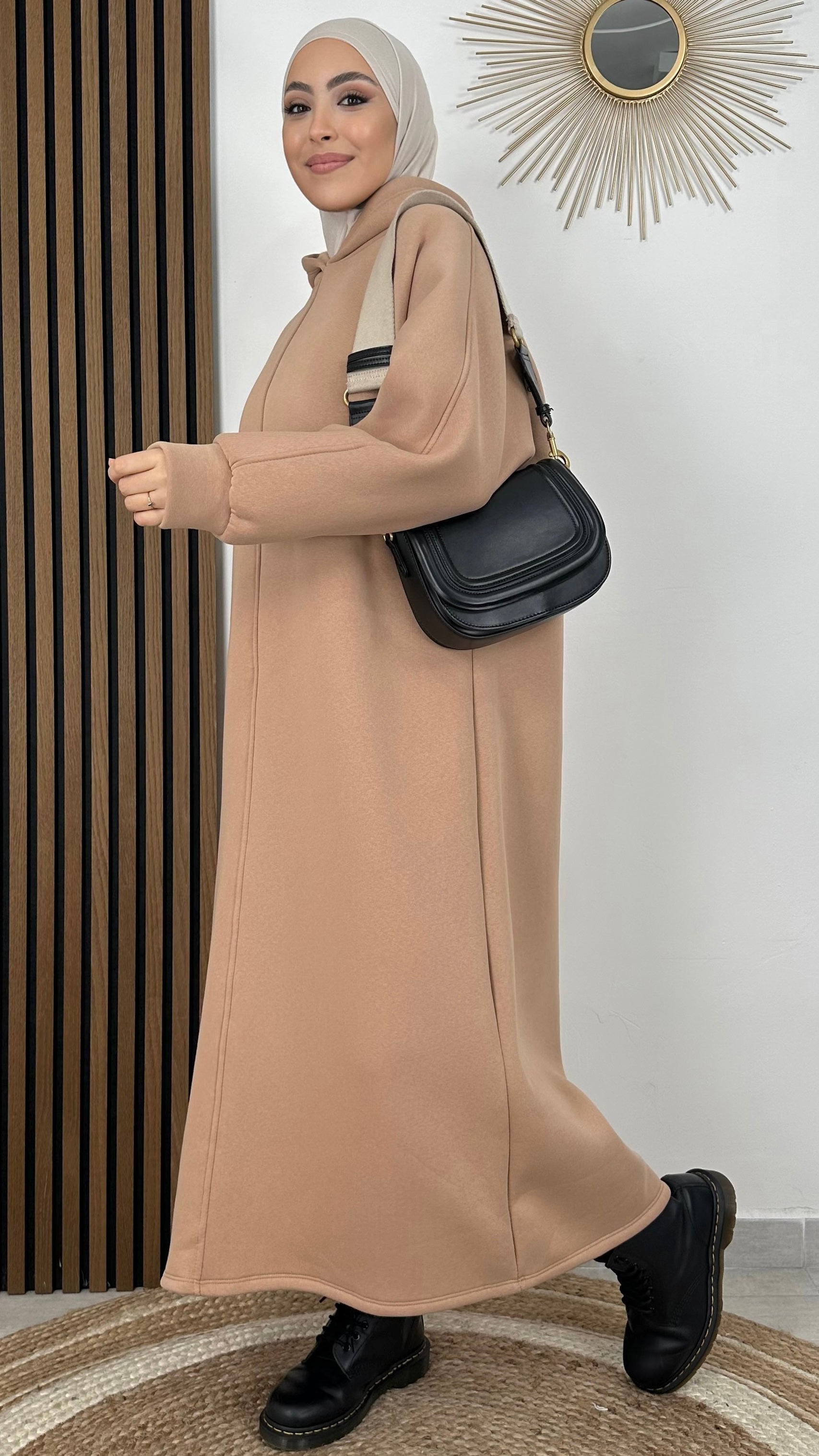 Felpa vestito- hijab Paradise - felpa lunga - cappuccio - caldo e grosso - hijab - modest dress- felpa  lunga -donna musulmana   - borsa nera