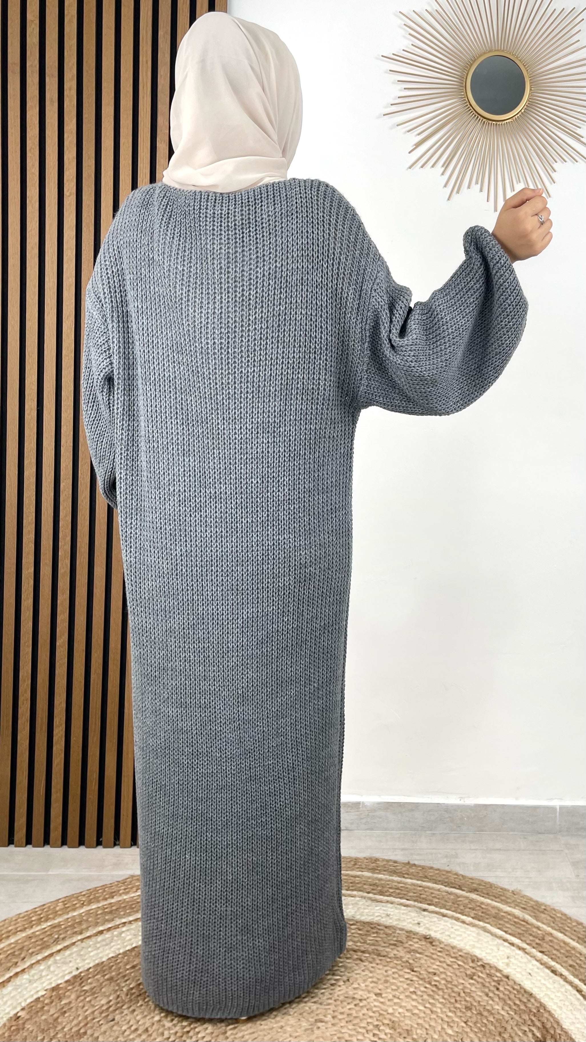 Gray belt sweater dress