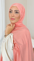 Load image into Gallery viewer, Hijab Jersey salmone - orlo Flatlock - Hijab Paradise Hijab, chador, velo, turbante, foulard, copricapo, musulmano, islamico, sciarpa, 

