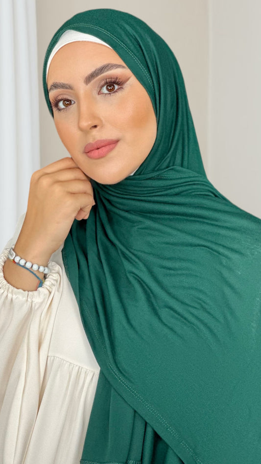 Hijab, chador, velo, turbante, foulard, copricapo, musulmano, islamico, sciarpa, Hijab Jersey Verde Pino