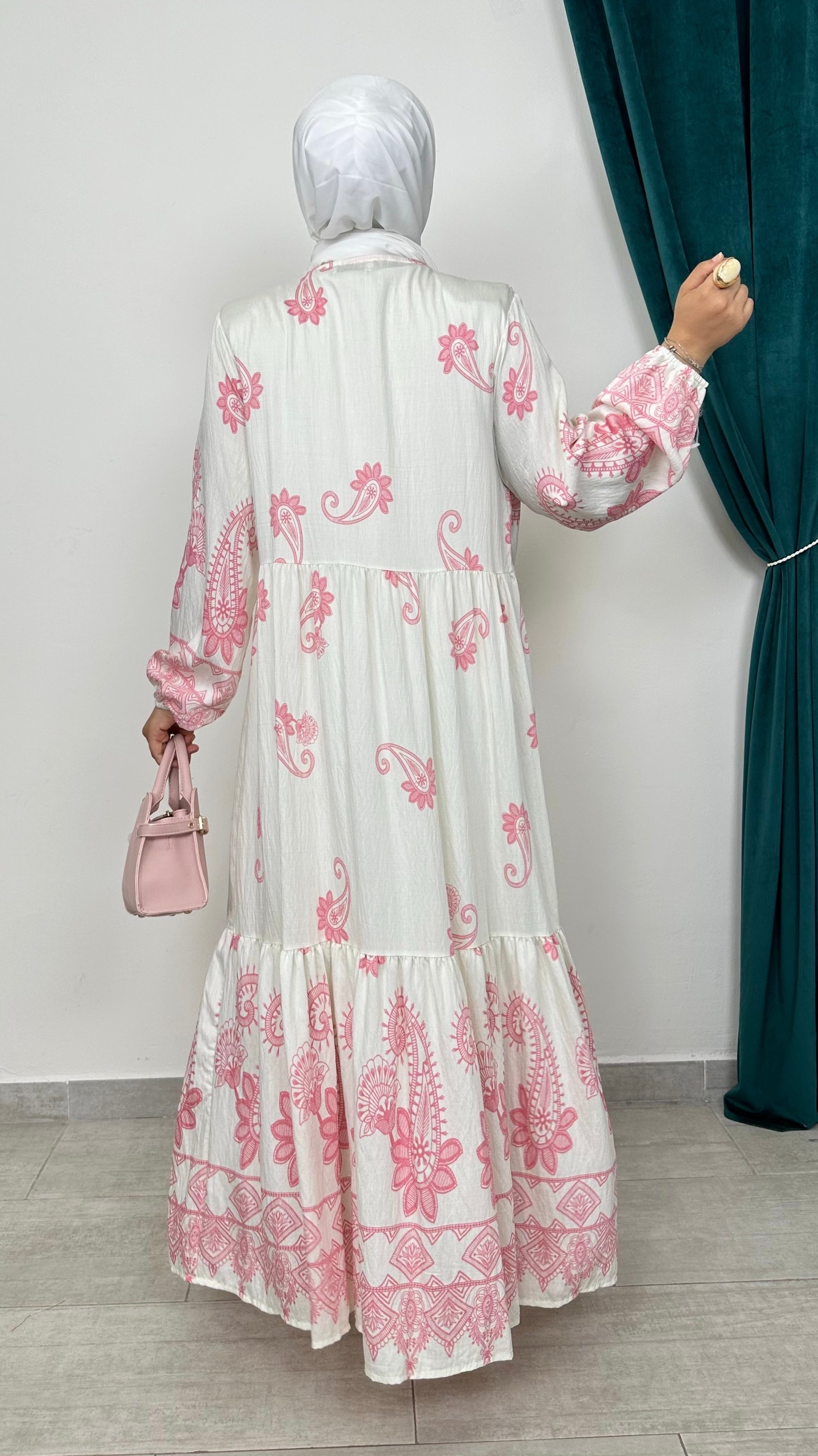 Abito Laila Rosa Ricamato - Hijab Paradise 