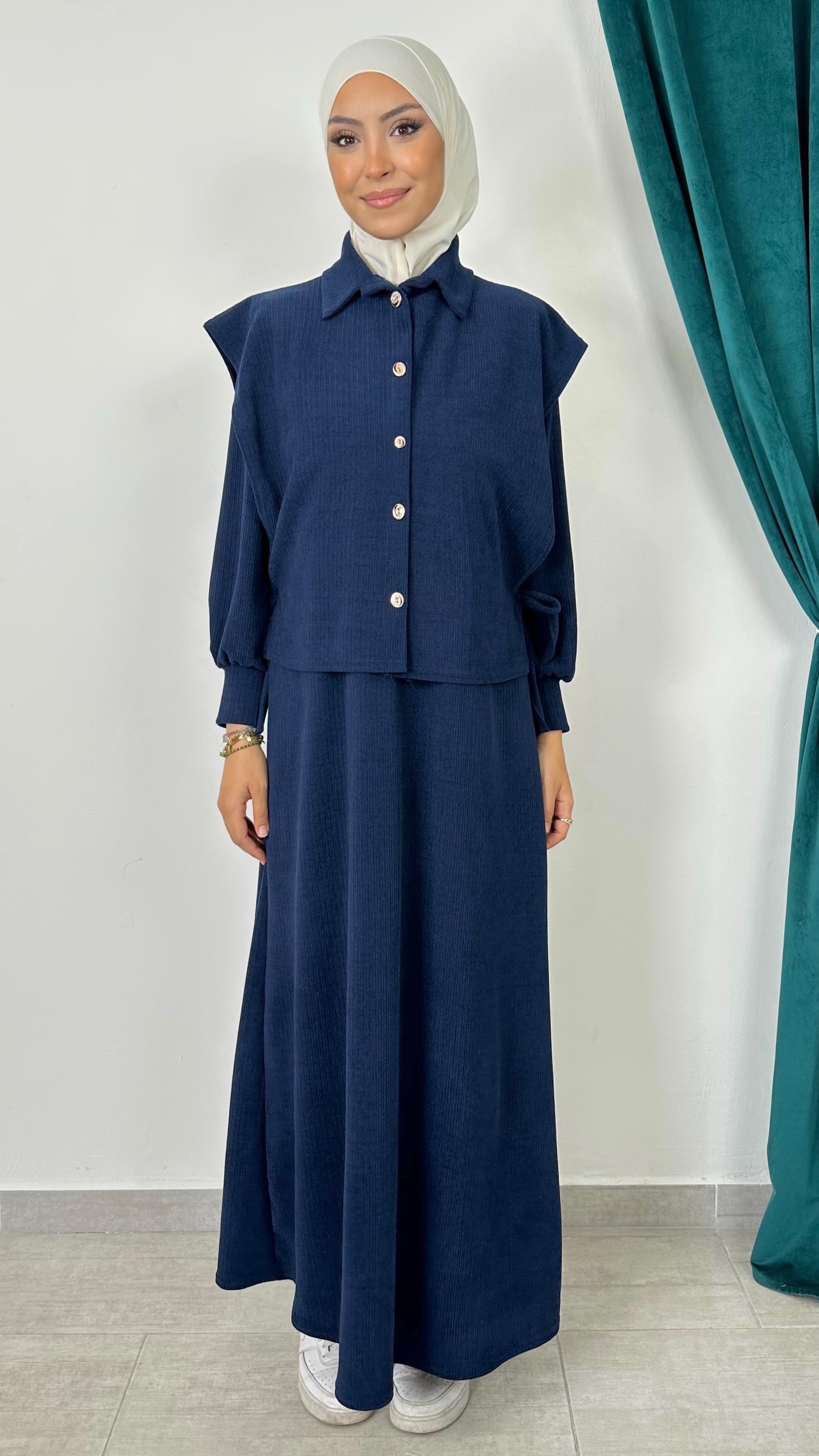 Velvet Rib Dress – Abito in Velluto a Coste con Fiocco Laterale