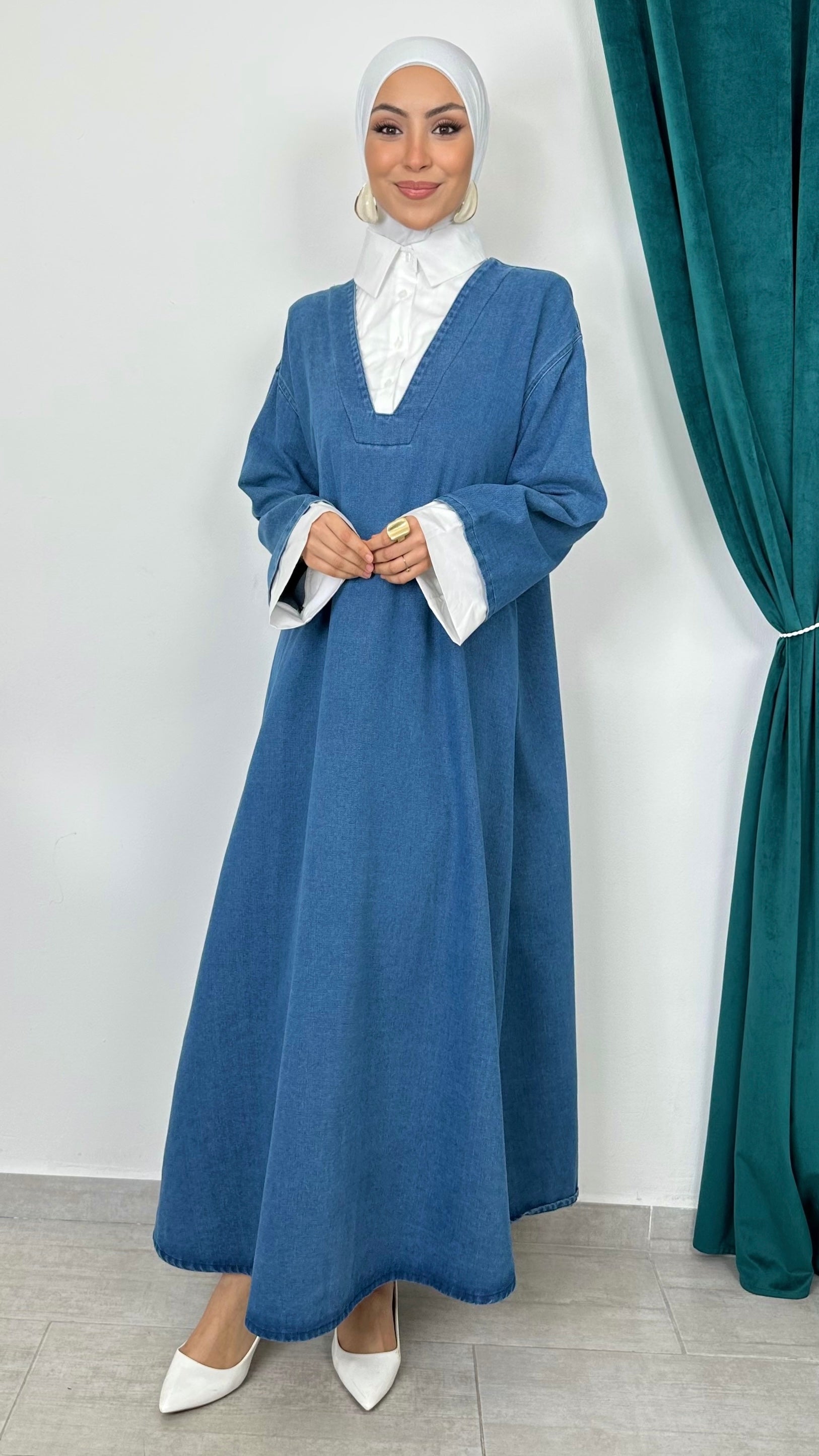 Abito Denim Modest Flow - Hijab Paradise 