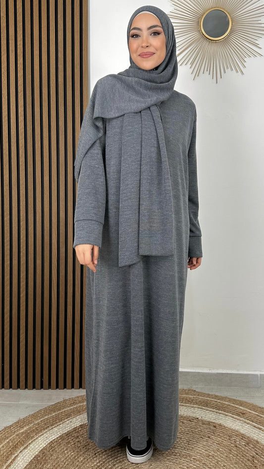 Abaya ensemble invernale - Hijab paradise - invernale - hijab attaccato alla abaya - abito da preghiera comodo - caldo - Hijab - donna musulmana 