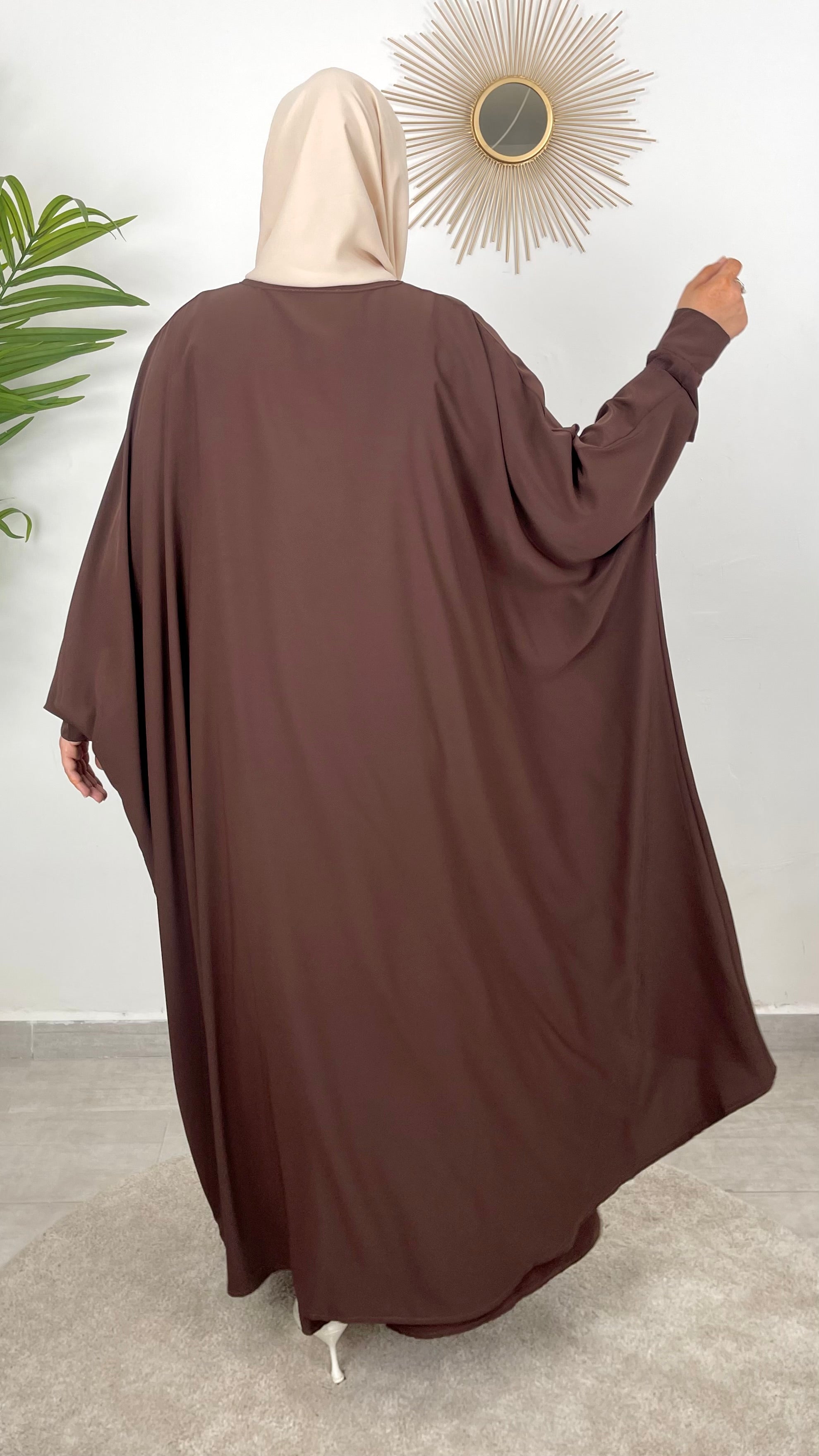 Completo marrone con Gonna- hijab paradise- completo due pezzi - gonna  e maglia lunga assimmetrica- maniche lunghe 