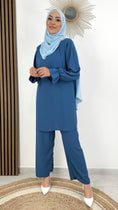 Load image into Gallery viewer, Completo semplice, hijab , tacchi bianchi, Hijab Paradise, donna musulmana, azzurro

