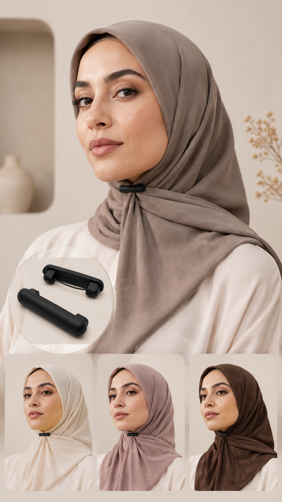 Hijab Clip Matte Nero – Set da 6