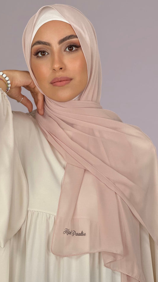  Hijab, chador, velo, turbante, foulard, copricapo, musulmano, islamico, sciarpa,  trasparente, chiffon crepe Rosa Nude