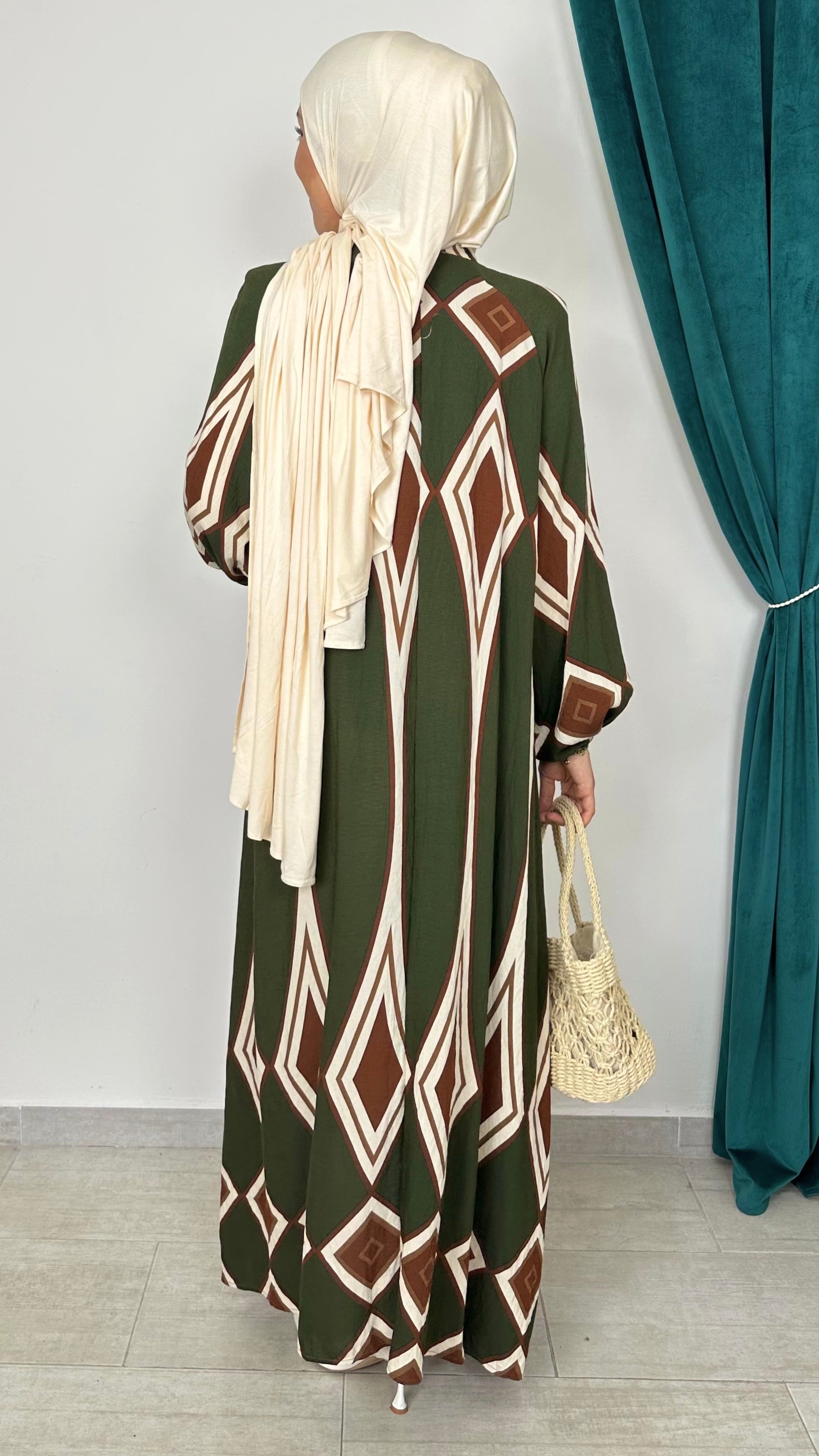 Abito lungo geometrico Verde - Hijab Paradise 
