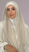 Load image into Gallery viewer, Hijab, chador, velo, turbante, foulard, copricapo, musulmano, islamico, sciarpa,  trasparente, chiffon crepe Beige Scuro
