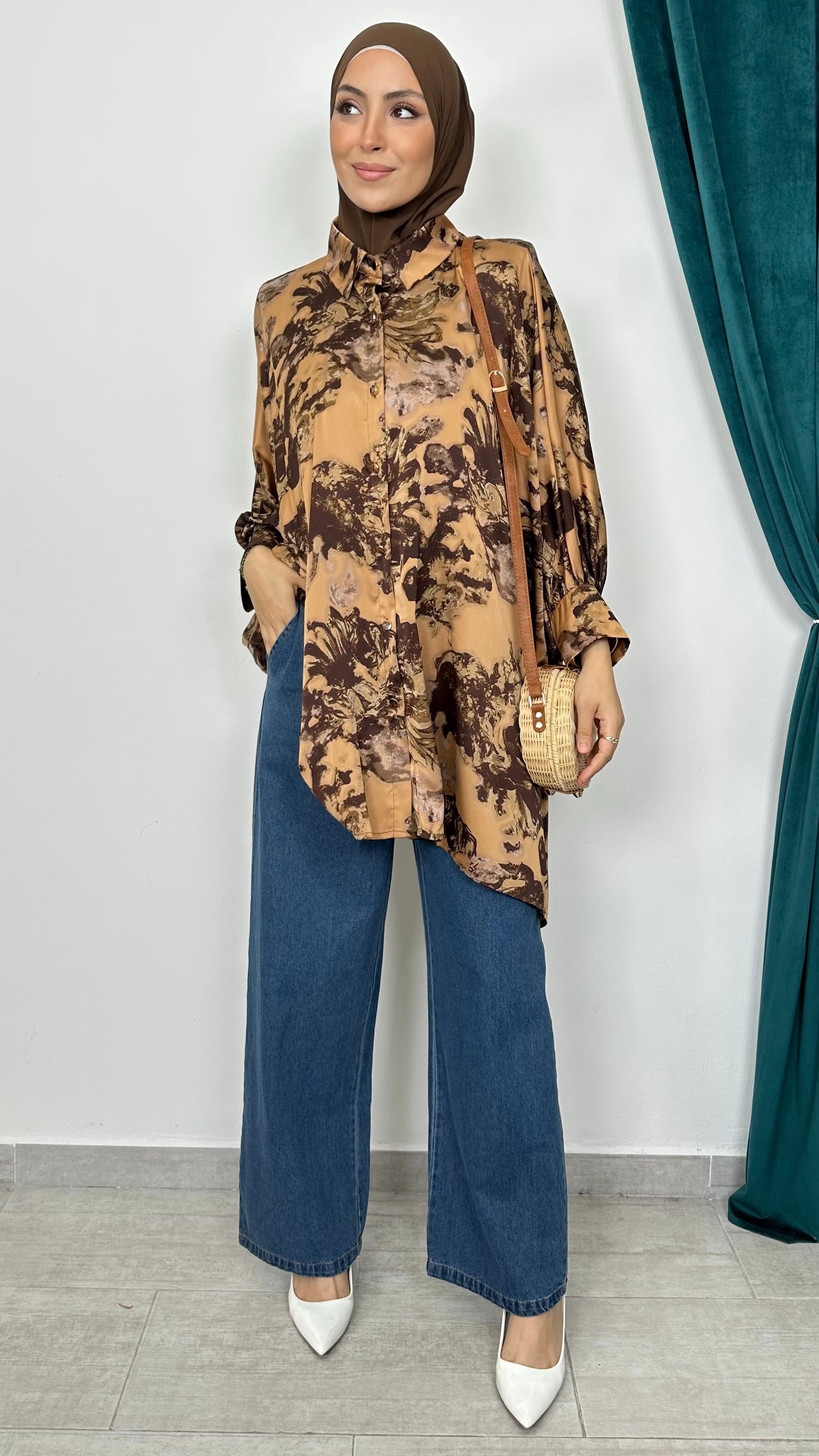 Camicia Oversize Marble Chic camel