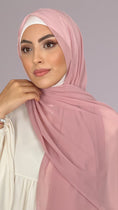 Charger l'image dans la visionneuse de la galerie, Hijab, chador, velo, turbante, foulard, copricapo, musulmano, islamico, sciarpa,  trasparente, chiffon crepe Rosa Cipria
