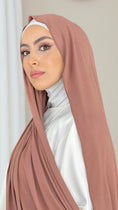 Carica l'immagine nel visualizzatore della galleria, Hijab Jersey Nude Scuro orlo Flatlock
