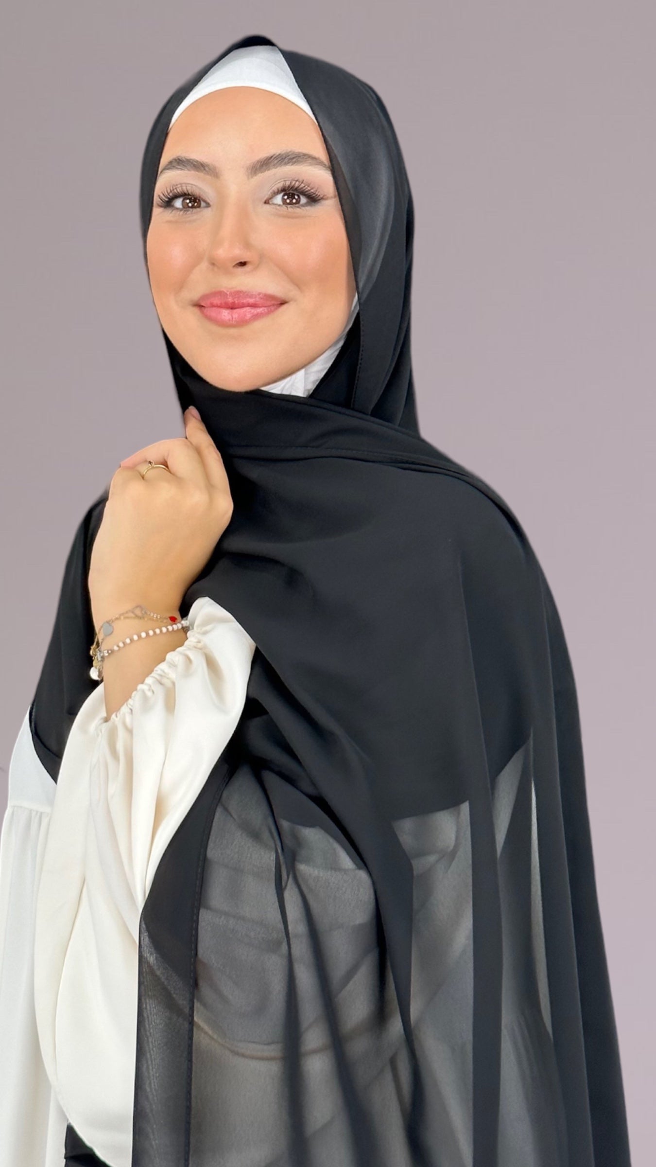 Hijab Chiffon Crepe Nero - Hijab Paradise Hijab, chador, velo, turbante, foulard, copricapo, musulmano, islamico, sciarpa,  trasparente, chiffon crepe