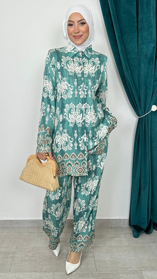 Coordinato Boho Paisley Verde Acqua
