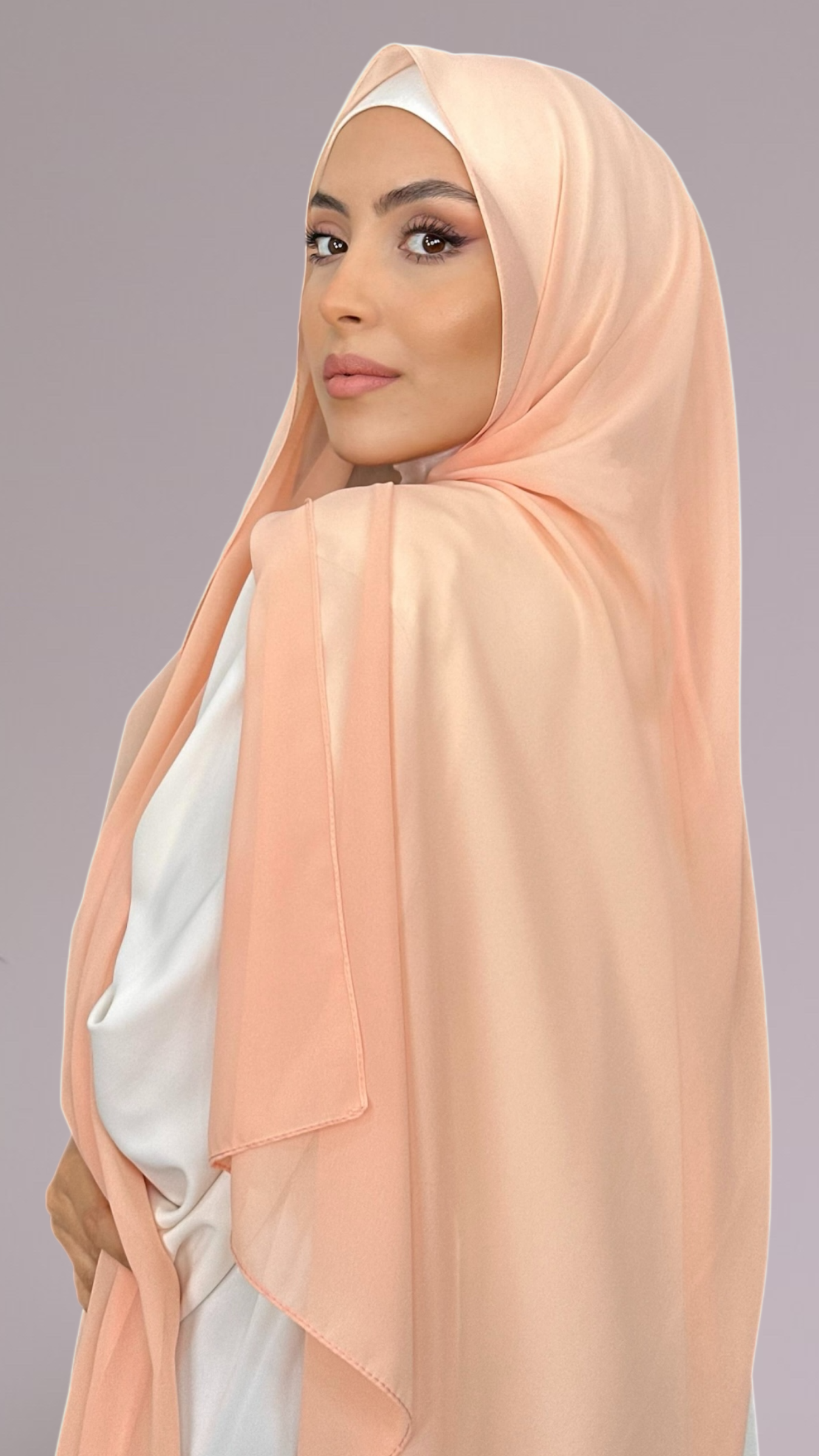 Hijab Chiffon Crepe Pesca