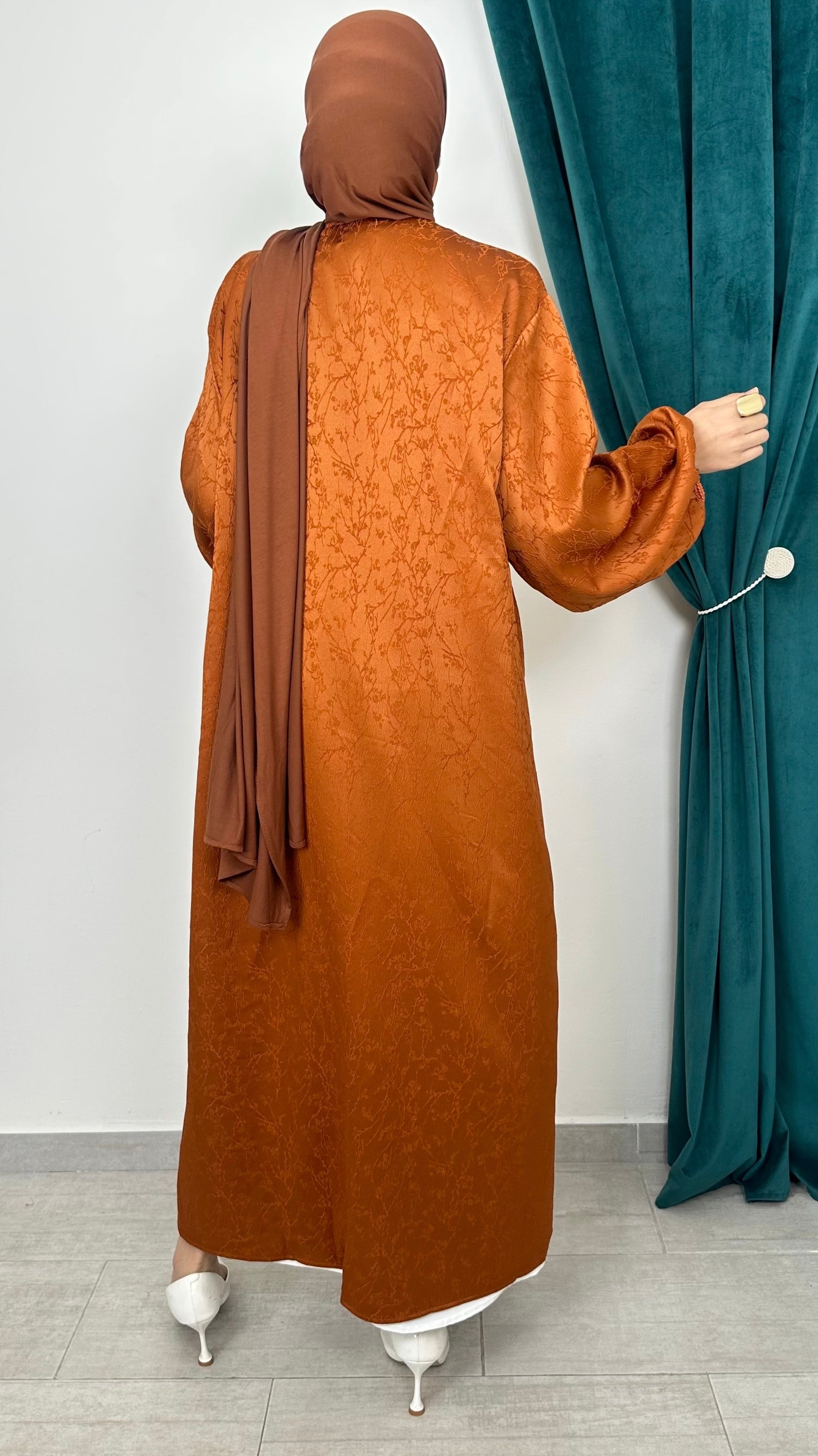 Abaya Velvet arancio - Hijab Paradise 