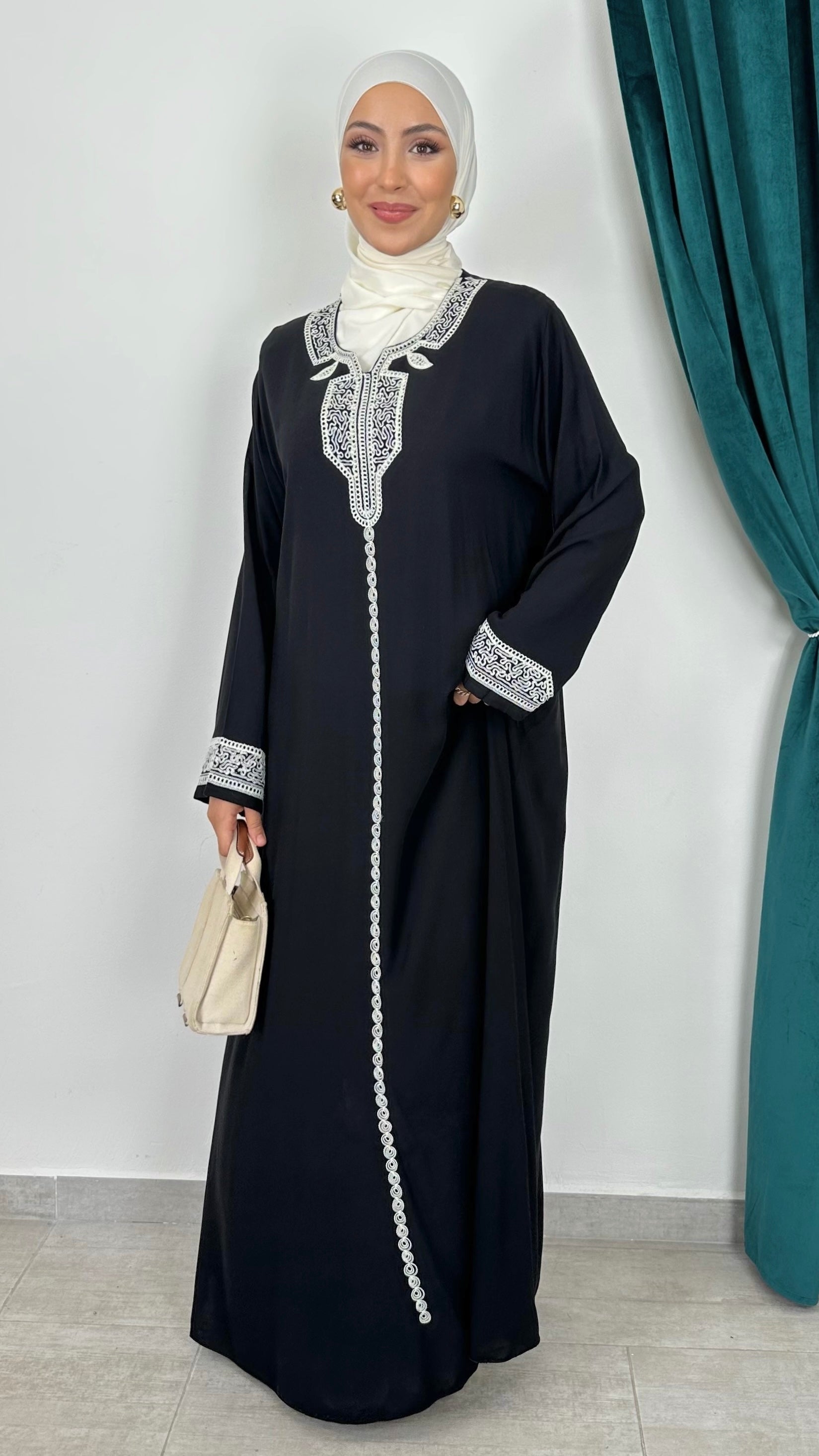 Gandora maniche lunghe ricami - Noir