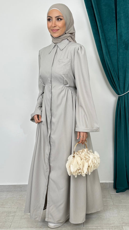 Pinstripe Flow Dress - Hijab Paradise 