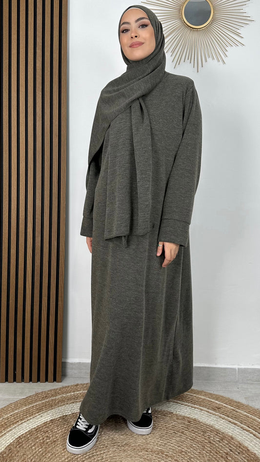 Abaya ensemble invernale - Hijab paradise - invernale - hijab attaccato alla abaya - abito da preghiera comodo - caldo - Hijab - donna musulmana 