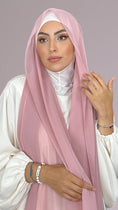 Carica l'immagine nel visualizzatore della galleria, Hijab, chador, velo, turbante, foulard, copricapo, musulmano, islamico, sciarpa,  trasparente, chiffon crepe Rosa Cipria
