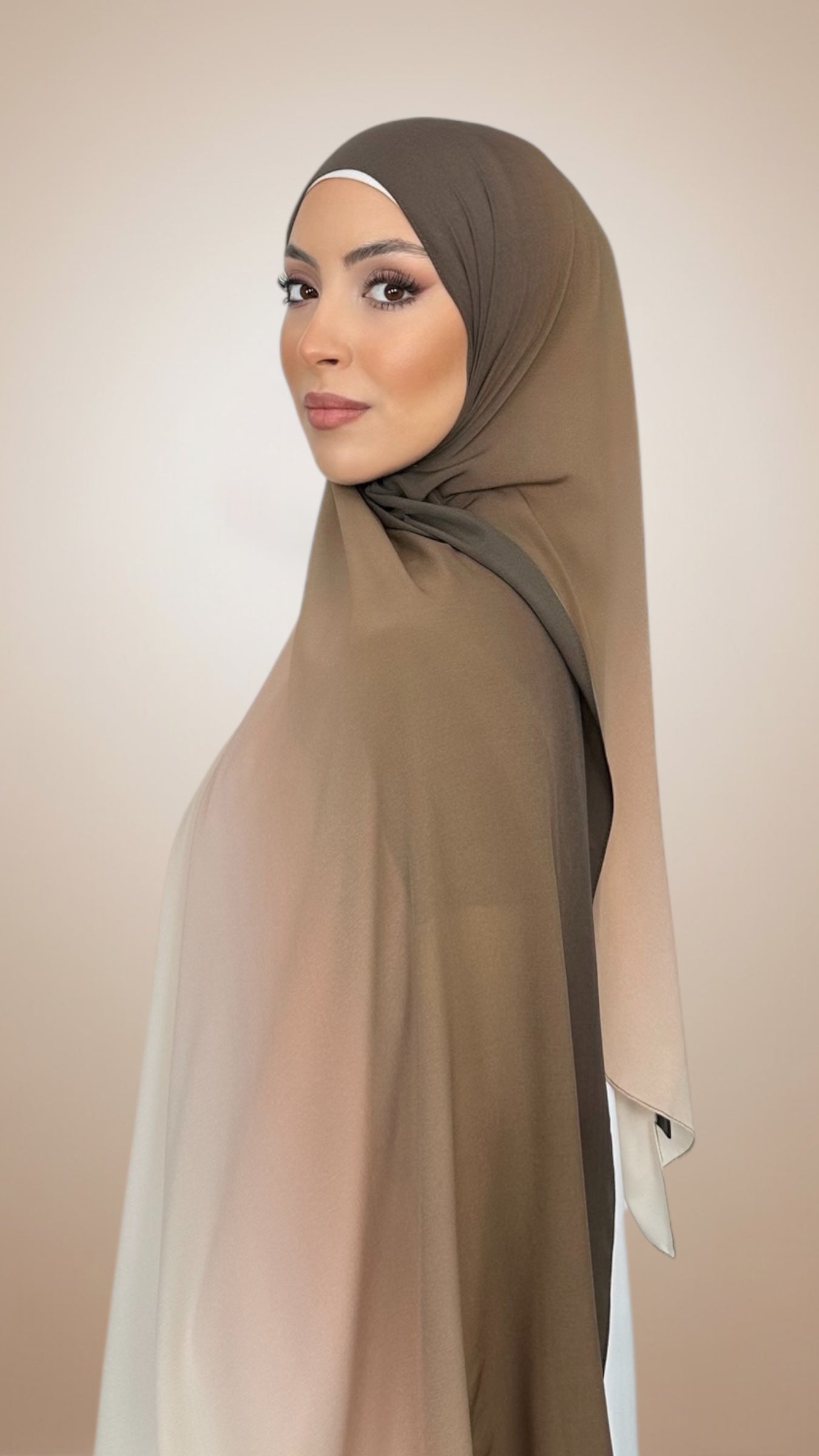Ombre Flow Hijab Desert Taupe