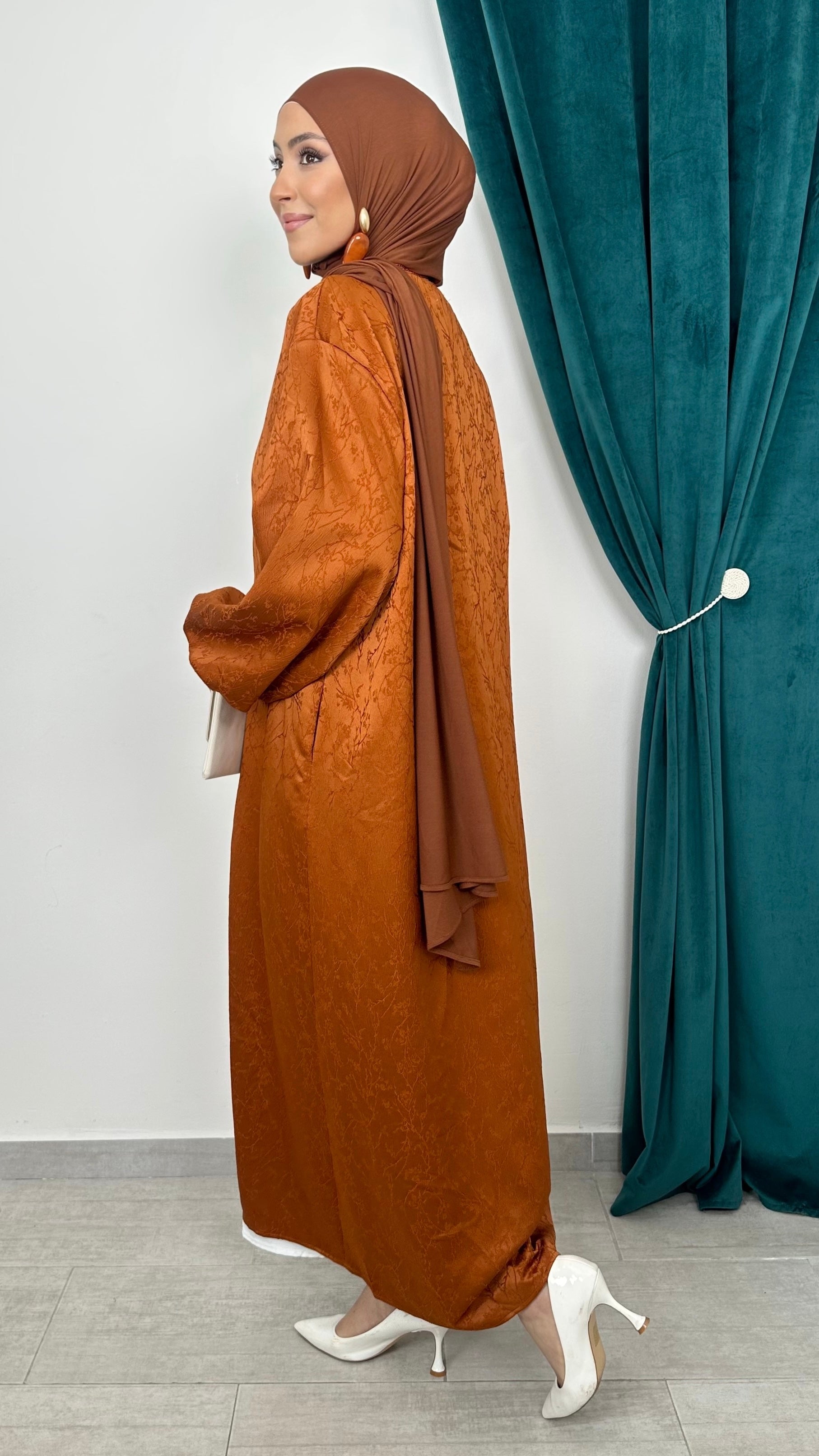 Abaya Velvet arancio - Hijab Paradise 