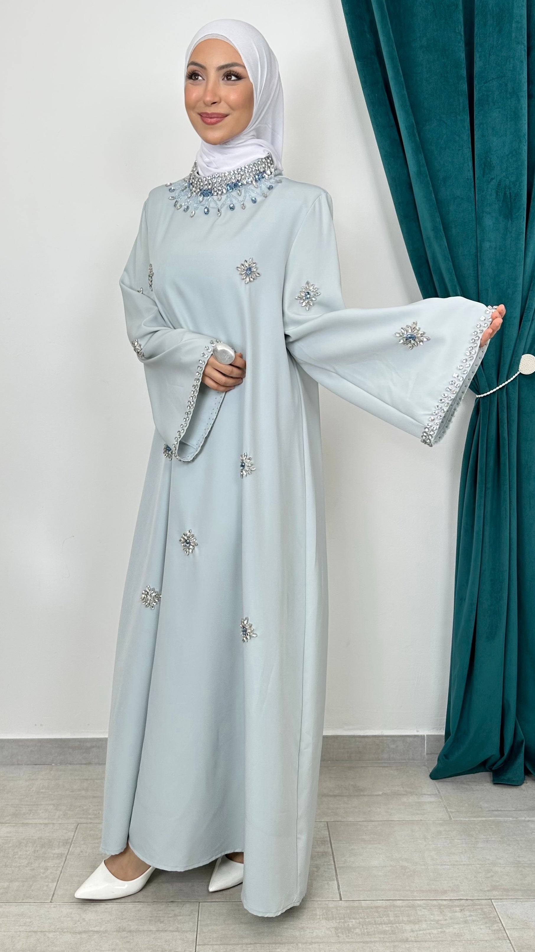 Abaya Imperial Frozen Blue - Hijab Paradise 