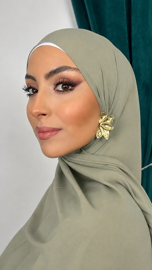 Premium Slim Hijab Verde Militare Chiaro