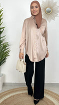 Cargar la imagen en la vista de la galería, Camicia, satinata , beige, Hijab, Hijab paradise, outfit, modest, camicia  satin, rosata
