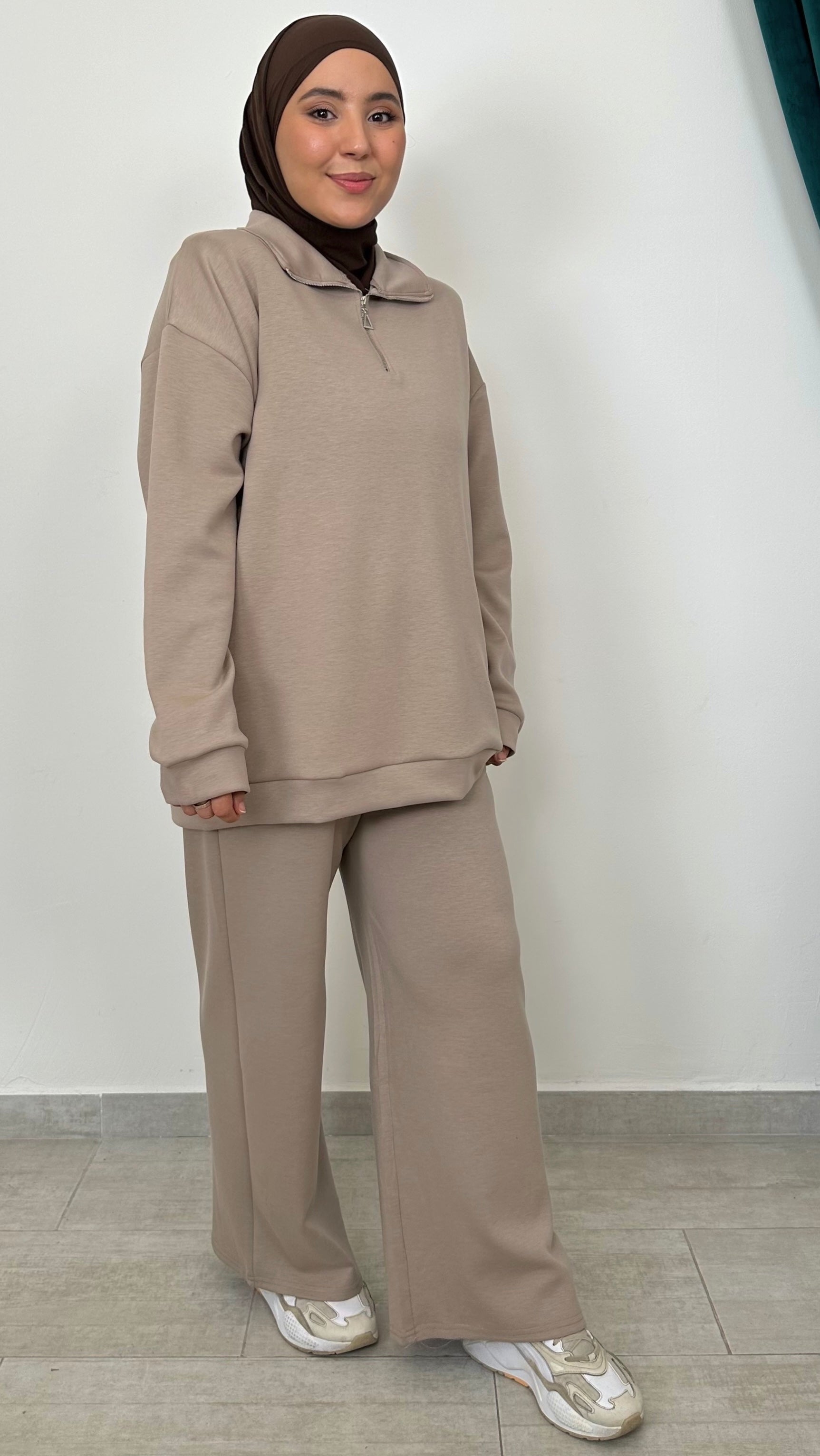 Tuta active zip taupe