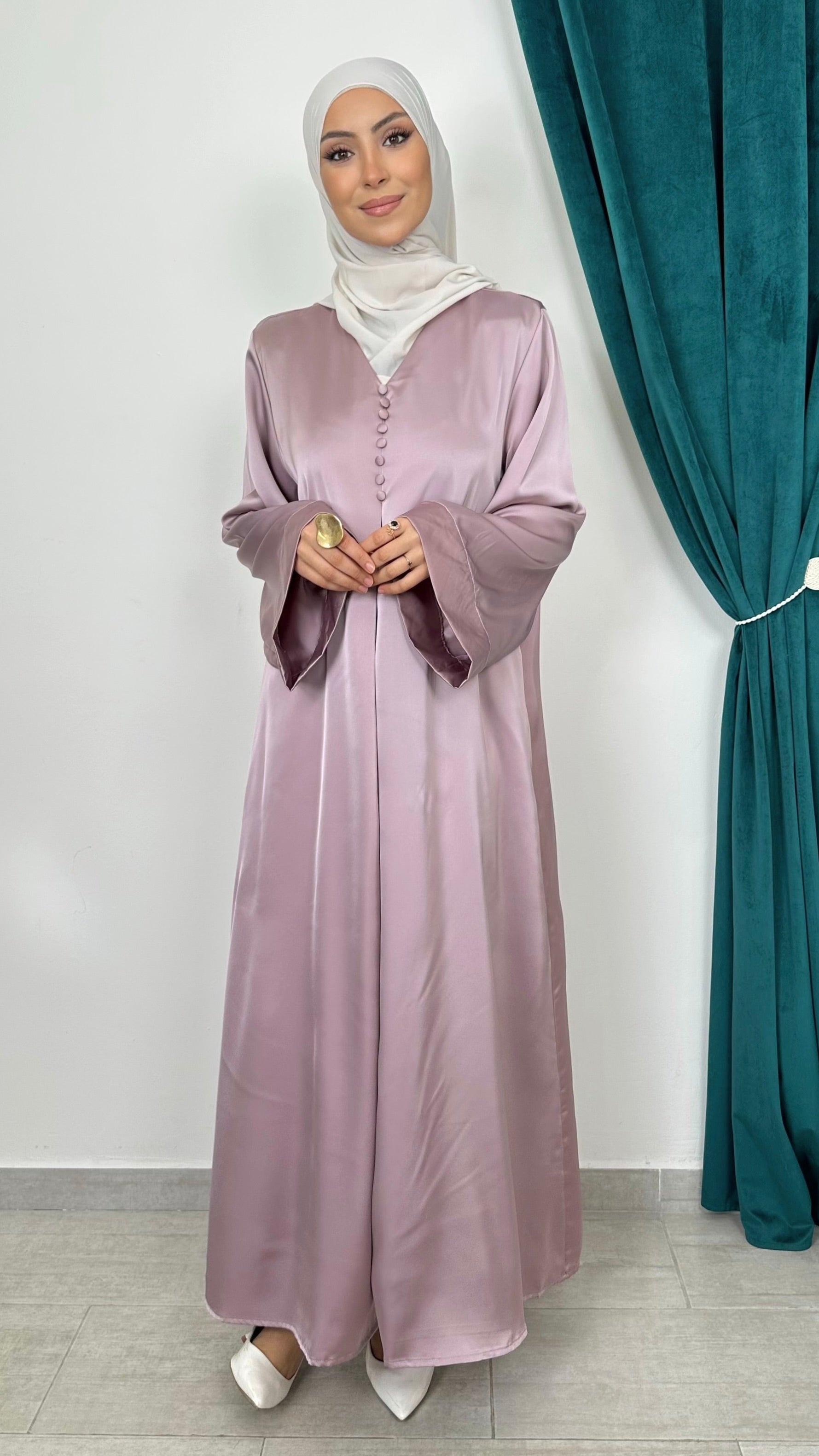Abaya Satin rose - Hijab Paradise 
