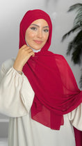 Load image into Gallery viewer, Quick hijab rosso - Hijab- foulard-pronto da mettere- cuffia in viscosa- rosso-  incrociato- hijab paradise
