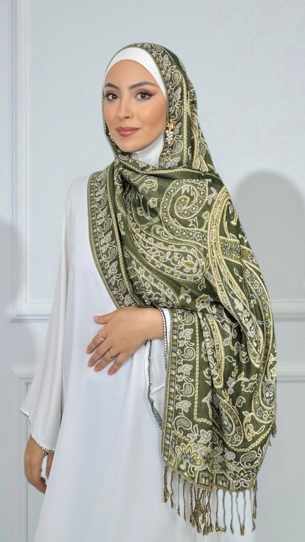 Royal Paisley Pashmina Green & Gold