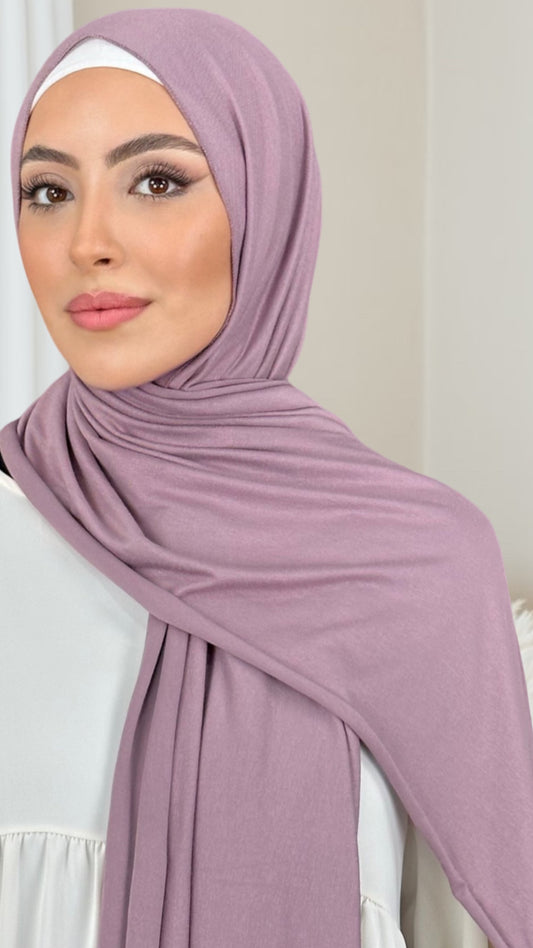 Hijab, chador, velo, turbante, foulard, copricapo, musulmano, islamico, sciarpa, Hijab Jersey Malva-orlo Flatlock