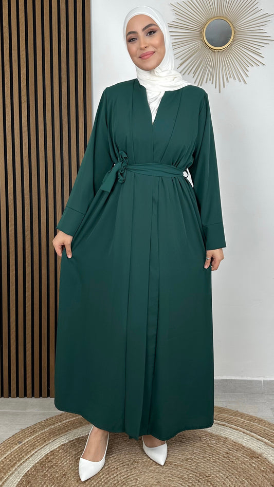 Kimono, aperto, tinta unita, Hijab Paradise, cintura in vita, maniche larghe, vestito islamico, vestito modest,  verde